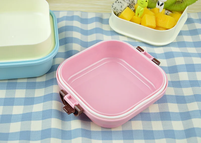 MIni 540ml Bento Box For Kids School  Fruit Food Container Storage Boxs Plastic  Double Layer Lunch Box Dinnerware Accessories 13
