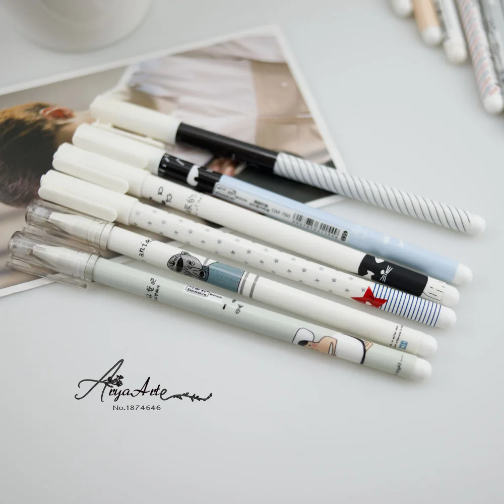 

30 Pens 1 bag Cute Cartoon Gel Neutral Pen Stationery Black Ink Pen Wholesale Stationary School Supplies Tools Escolar Caneta