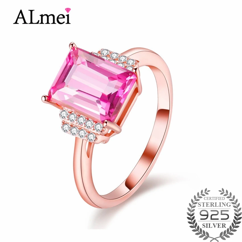 Женский топаз Almei 2.5ct розовый из стерлингового серебра 925 пробы европейские