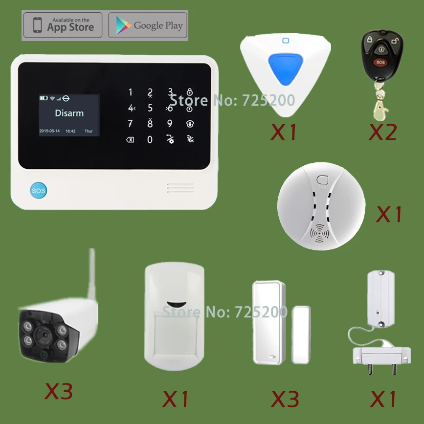 

Customerized Home WIFI GSM Alarm System White Color Newest Version with Outdoor IP Camera, Free Shipping