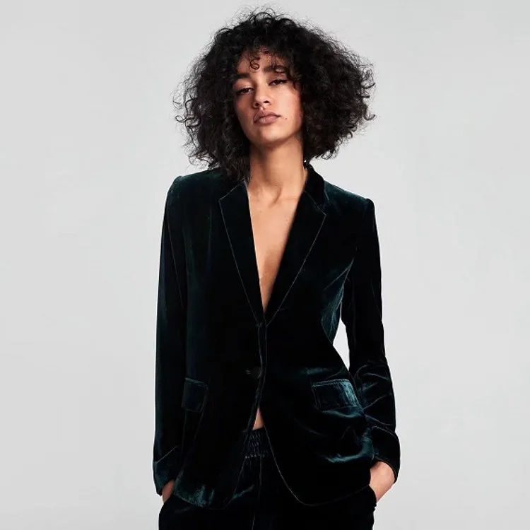 

2018 Autumn Winter Velvet Blazer Women Slim Long Sleeve ladies Blazers feminino OL Formal Work jacket Suit