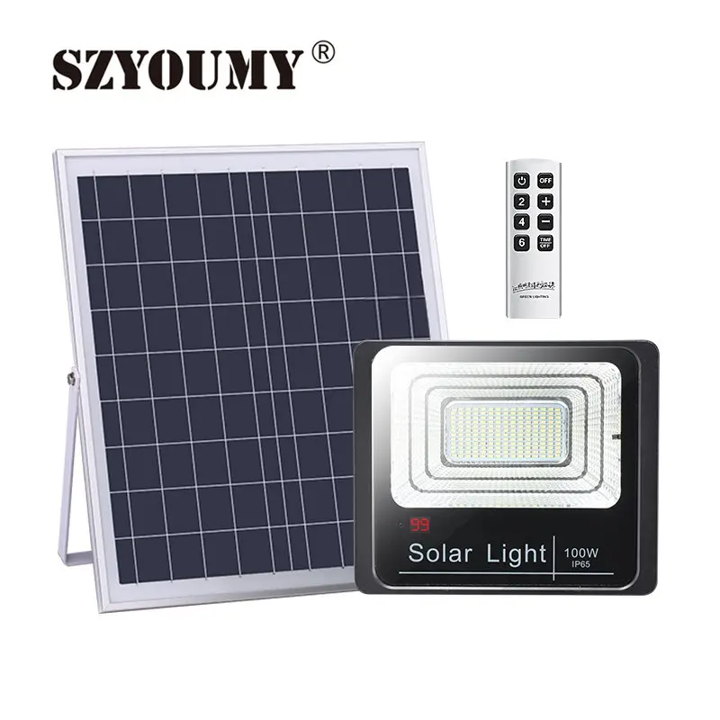 

SZYOUMY 2019 New Version Outdoor 40W 60W 80W 100W 120W Solar LED Indicator Flood Lights Solar Floodlight with Charging Display