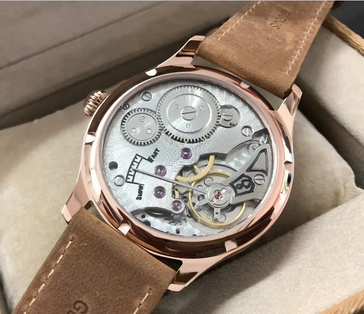 44mm Sapphire crystal or mineral glass Asian 6498 Mechanical Hand Wind movement men's watch Rose gold case luminous pa159-p8