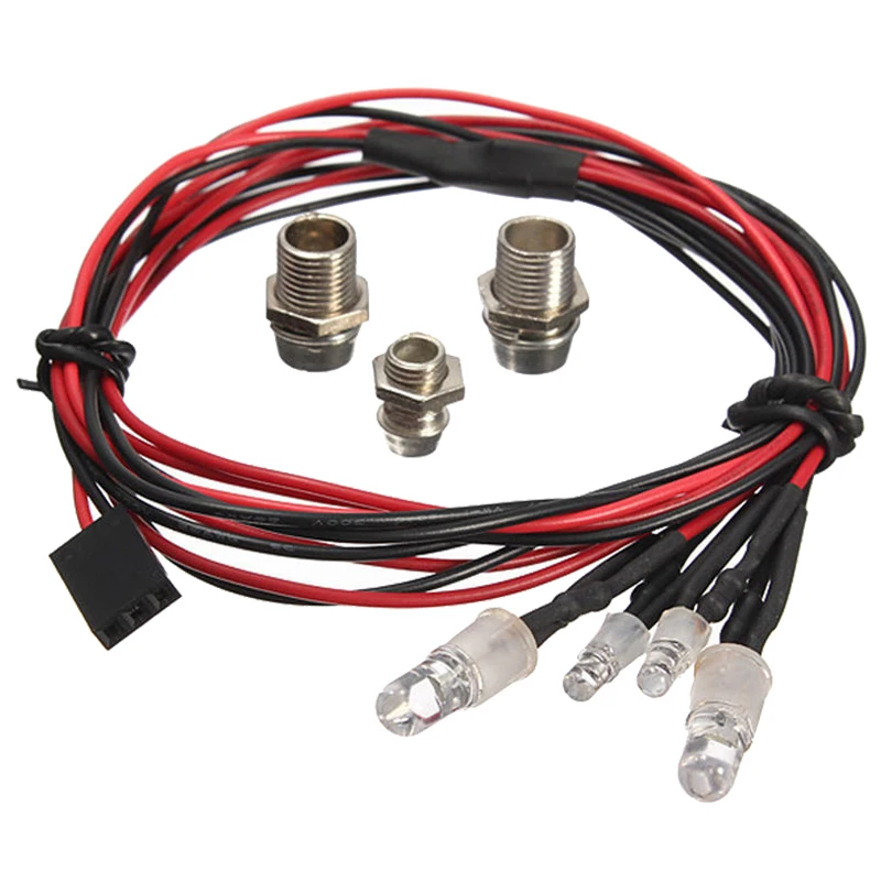 

4Pcs Leds NEW Style RC On-Road Car LED Night 5mm White And 3mm Red Headlamps 4 LED Light 100% Brand New High Quality