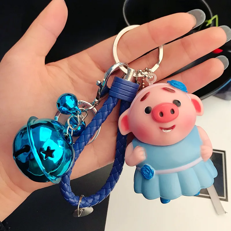 

Mix Design cute cartoon pig Keyrings 3D Key Chain Hand-painted Craft Car Keychain Key Holder Pendant For Bags Accessories