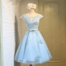 2017 neue sexy wie blau mini kurze flügelärmeln spitze cocktailkleider party dress robe de cocktail benutzerdefinierte siz