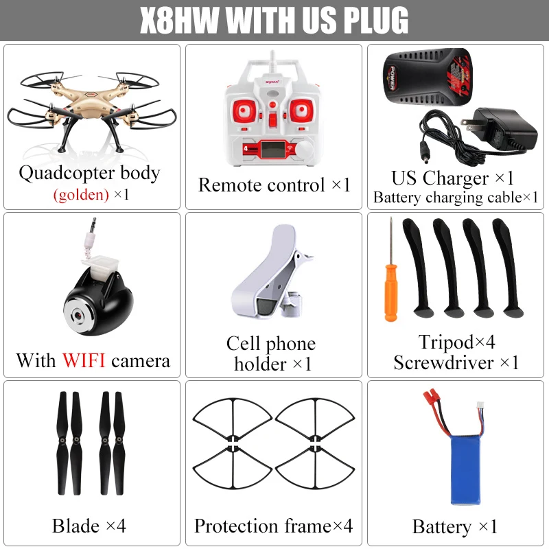 Профессиональный Вертолет SYMA RC X8HG X8HW X8HC 2,4G Дроны с дистанционным управлением с hd-камерой(SYMA X8C/X8W/X8G обновление - Цвет: X8HW with US Plug