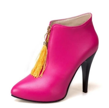 

Girls Fashion Laides Plus Size 21-51 Pointed Toe Tassel Shoes Woman Women Pumps Winter Ankle Boots Thin High Heels Party G61125