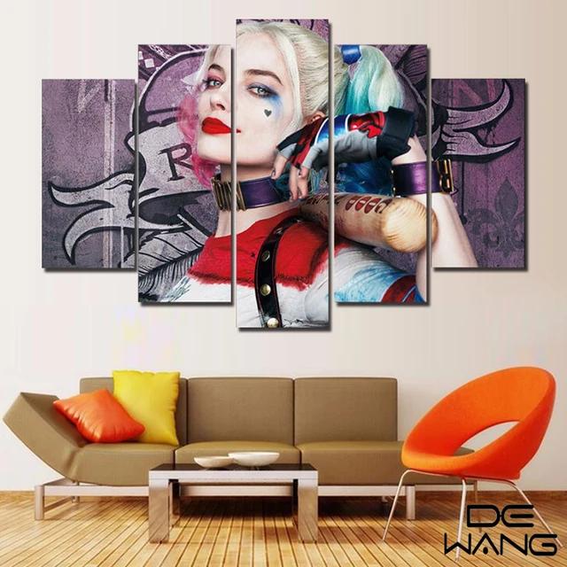 Wall Decor 5 Panel Painting Bedroom Batman Canvas Paintings Harley