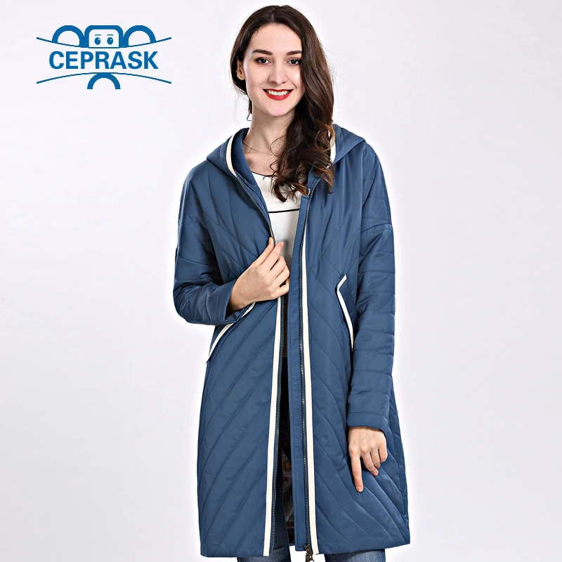 Blue Women Parka brown New Jackets Designs Long Coat Thin 2018 Daek Female Autum Women's High Quality Spring Plus Blue ink Size Hooded Ceprask Windproof orange qSxvwTBv