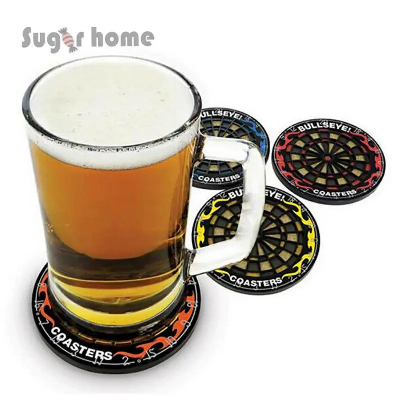 4pcs/lot Creative round darts plate Coffee Placemat Whiskey glass mat