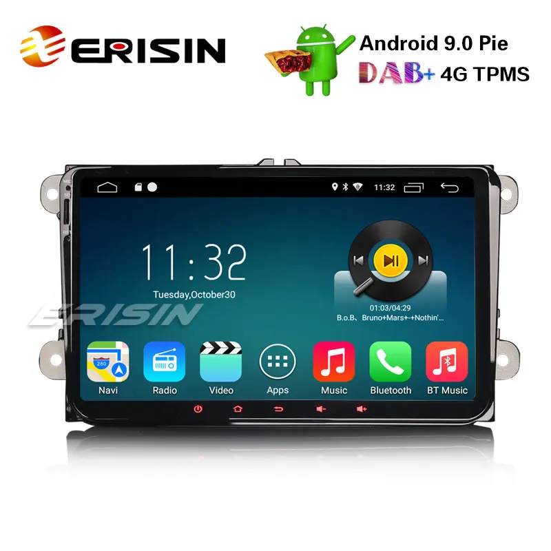 Erisin ES3518V " Android 9,0 автомобильный радиоприемник DAB+ 4G gps навигация для VW Passat Seat Skoda