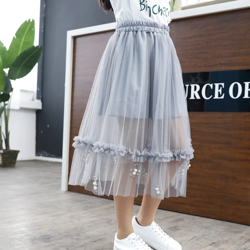 Saia para 6 Meninas Saias Macio Fofo Tule Tutu Saia Pettiskirt Longas Crianças Malha Bola Vestido Estrela Lantejoulas 8 10 13 Ano 37 High Quality Mamãe e Bebê