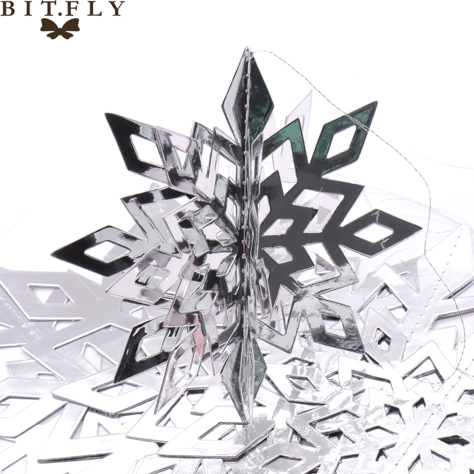 15/20/25cm Christmas 3D paper snowflake sliver frozen Pendants Paper Garland Christmas Wedding Decoration Scene New Year Decor