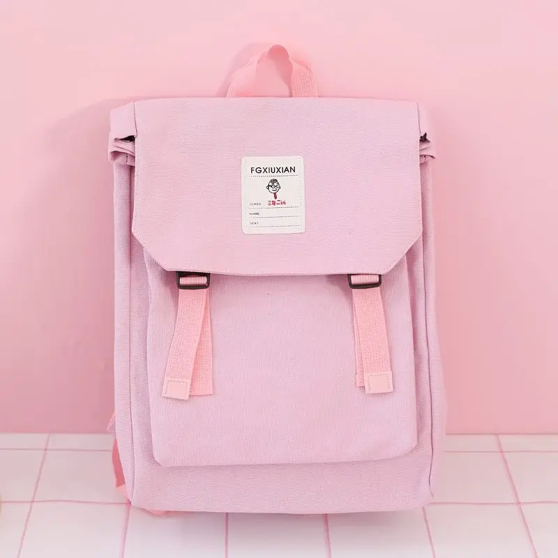 Брендовый модный рюкзак, женские холщовые рюкзаки для девочек-подростков, Большая вместительная женская сумка через плечо, Студенческая школьная сумка - Цвет: pink