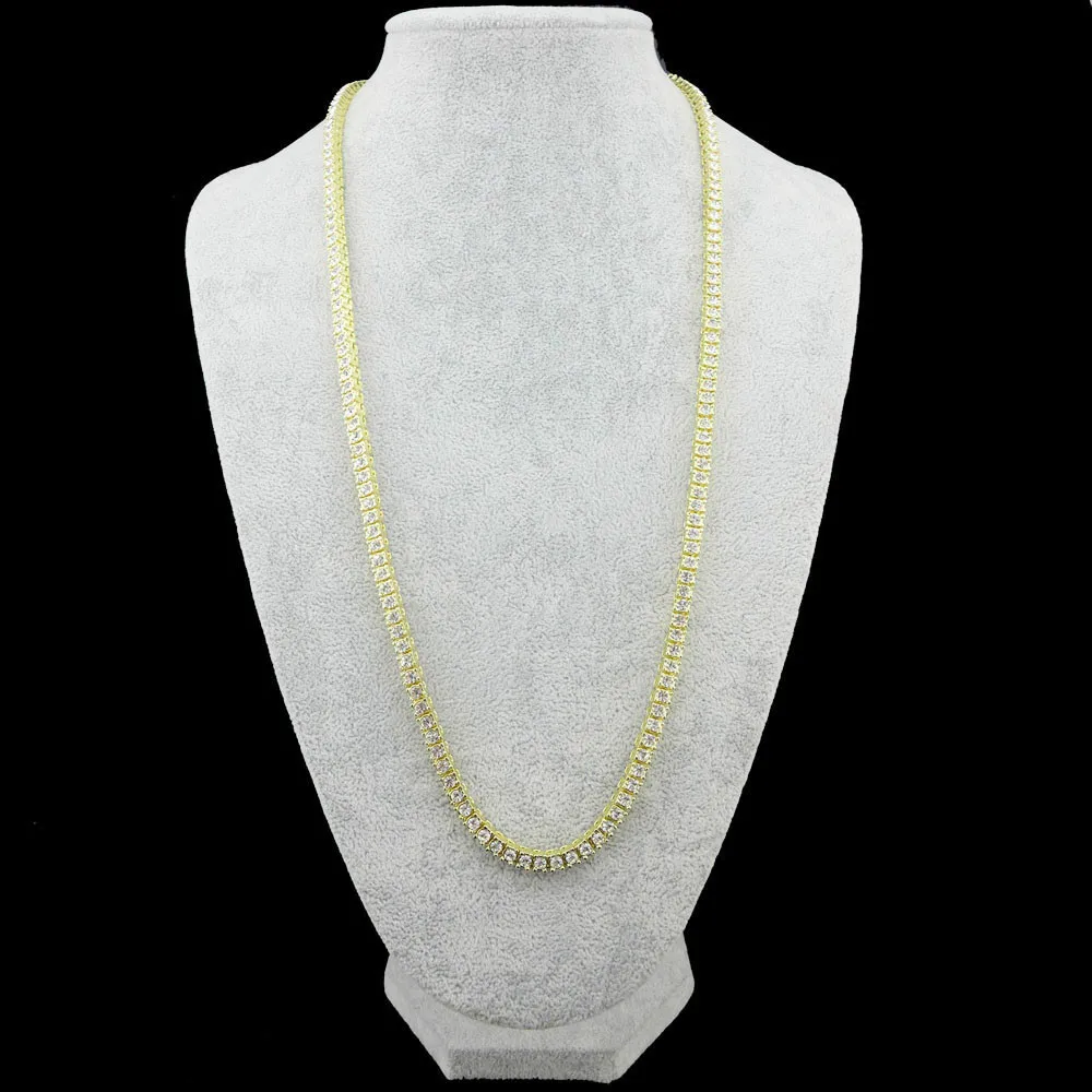Хип-хоп ожерелье Bling Iced Out Стразы цепочка на шею для мужчин 5 мм Ширина Серебро Золото 1 ряд теннисные цепи ожерелье s браслет набор