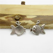 65PCS (18*16mm )Antique Silver Fish Charms pendant fit European bracelet made diy Pendants for jewelry making
