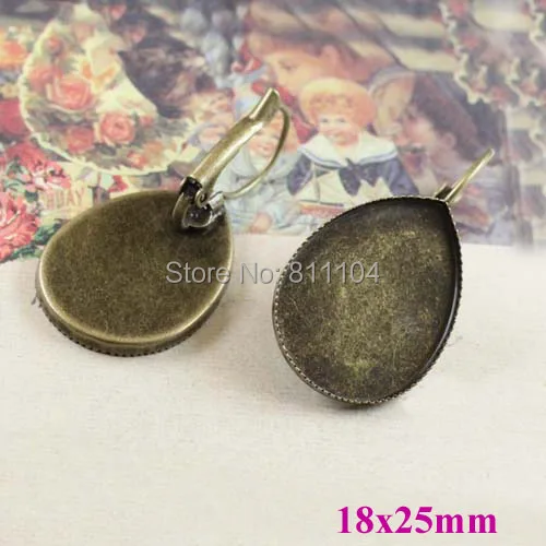 18x25mm Vintage Antique Bronze Plated Teardrop Bezel Blank Bases