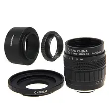 Fujian 35mm F1.7 CCTV lente Filme + C-EOS M Montagem + Lente capô + anel macro para canon eos m m2 m3 m5 m6 M10