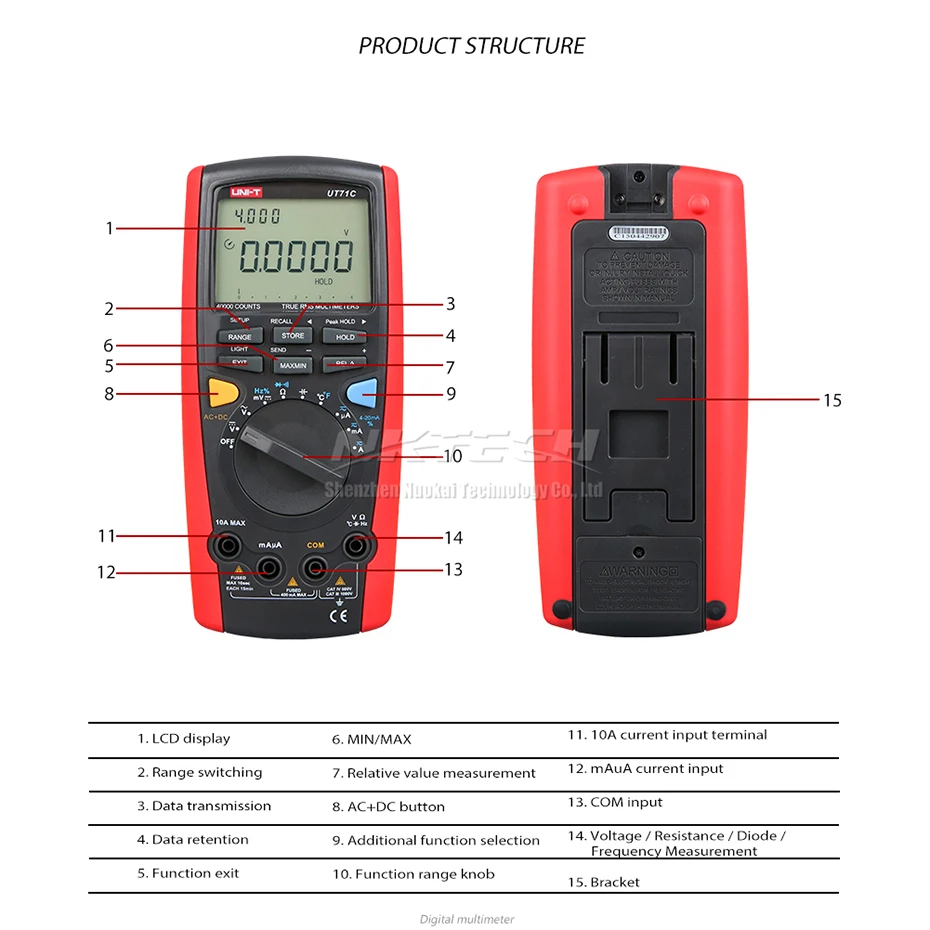 UNI-T интеллектуальный цифровой мультиметр UT71E UT71D UT71C UT71B UT71A Ture RMS температура AC DC Вольт колпачок Res Freq двойная подсветка