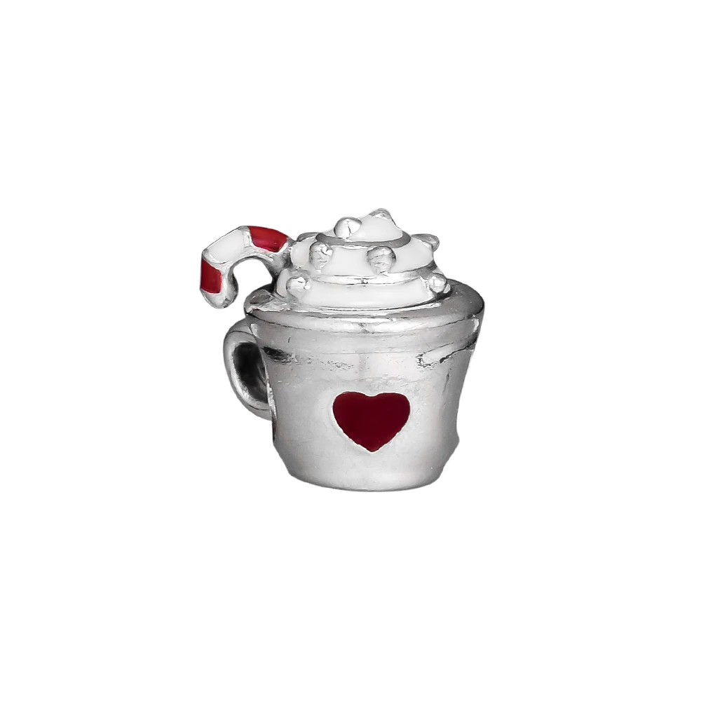 

2018 New Christmas 925 Silver Hot Red Cocoa Enamel Charm Beads Original Jewelry Making Fit Pandora Bracelets & Bangle