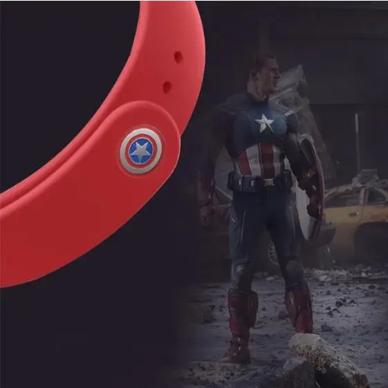 Hot avengers marvel cartoon For Xiaomi Mi Band 4 3 2 Bracelet Miband4 3 2 Strap Wristband Band For Mi Band 2/3/4 Silicone soft - Цвет ремешка: red No.2