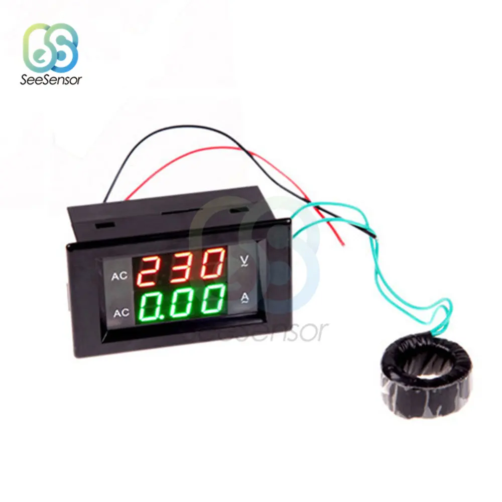 

Digital Voltmeter Ammeter AC 110V 220V 200A Red Green Dual LED Display 100-300V Volt Amp Current LED Panel Meter