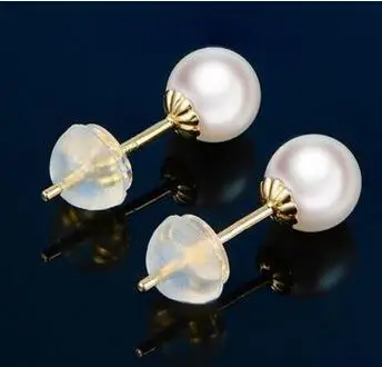 

charming AAA9-10mm round south sea white pearl stud earring