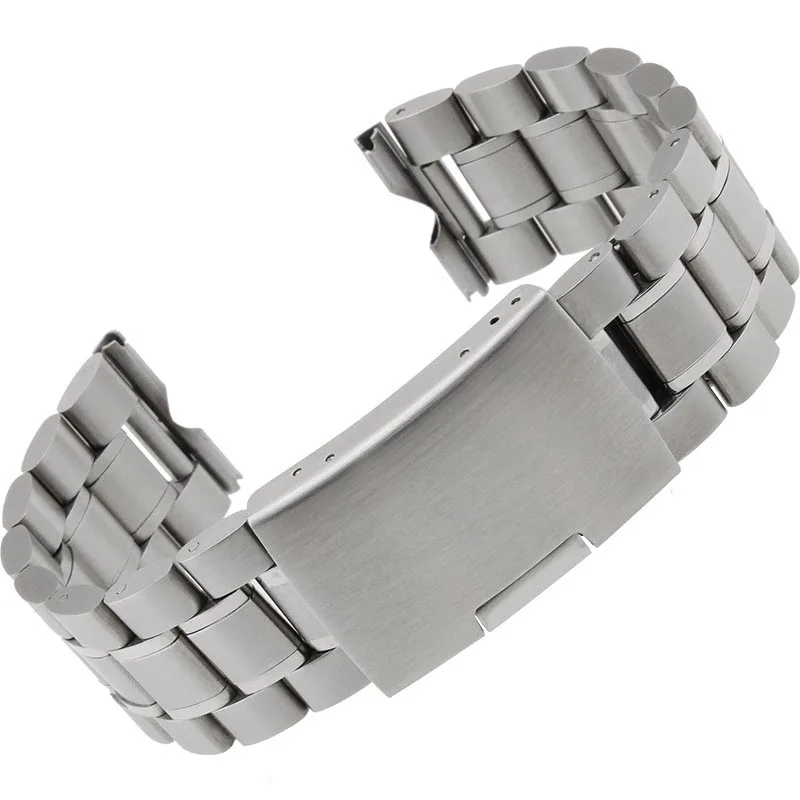 

Mance Super Quality 24mm Silver Stainless Steel Bracelet Watch Band Strap Straight End Solid Links Fashion Design 2018 On Sale
