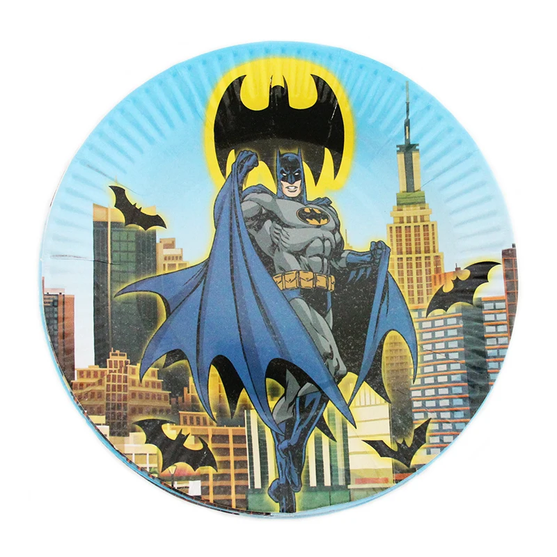 

10pcs/lot 7inch Batman Theme Birthday Wedding Party Supplies Decoration Cake Dish Disposable Paper Plates Baby Shower Favors