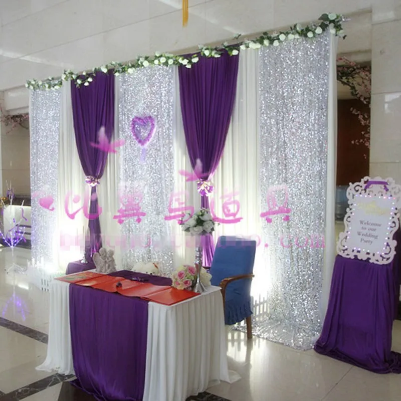 Customed Wedding Backdrops Curtain Silver Sequins Swags Wedding Curtain