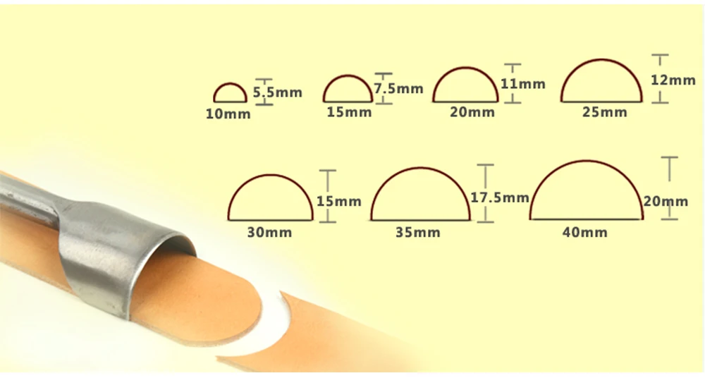 Прочный 9 Размер полукруглый филе в форме резака перфоратор полировка DIY кожа резьба ремесло инструмент ремни и кошелек конец полукруглый удар
