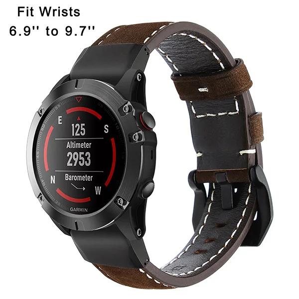 26 мм Easy Fit пояса из натуральной кожи ремешок для Garmin Fenix 3/3 HR/5X/5X плюс часы Quick Release сталь застежка браслет