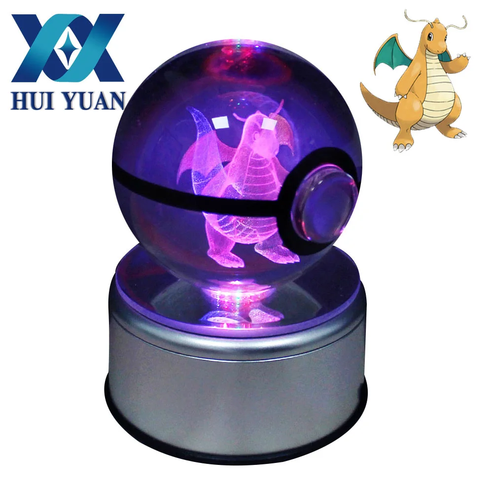 

HUI YUAN Dragonite Crystal Ball Rotary Base USB & Battery Powered 3D LED Night Light Desk Table Lamp Decorations