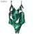 ZAFUL 2017 Sexy One Piece Swimsuit Women Swimwear Leaf Print Hollow Out Bathing Suit Bandage Bodysuit Monokini Romper Bather