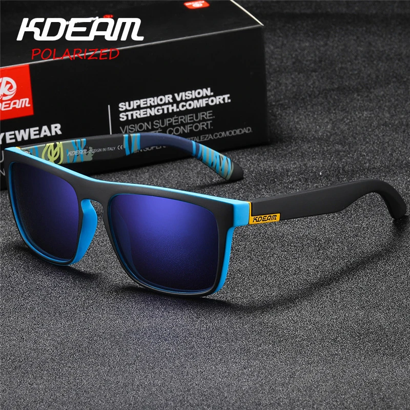 

KDEAM Sport Sunglasses Men Metal Hinges Brand Designer Women Polaroid lens Square Polarized Sun Glasses With Original case KD156