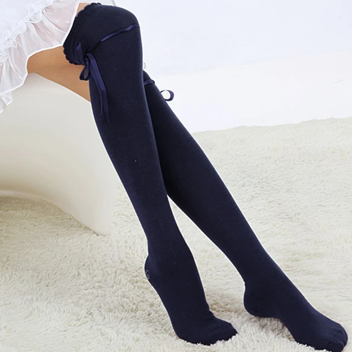 

1 Pair Winter Over Knee Socks Sexy Warm Thin High Long Knit Cotton Cute Christmas Stockings For Girls Ladies Women 5 Solid Color