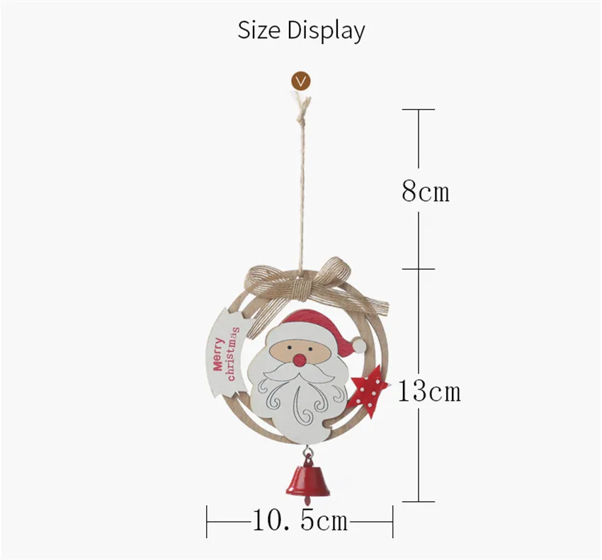 DIY Санта Клаус деревянный Рождественский кулон-венок с креативным бантиком с колокольчиком деревянное кольцо подвесная тарелка Рождественская елка подвесное украшение