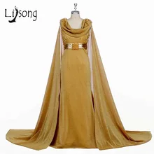 Oro moderno Piso de Longitud Vestidos de Noche Del Cabo Beatles vestidos de Noche de Las Mujeres Vestido Formal vestido de noiva robe de soirée Formal de 2017 vestido