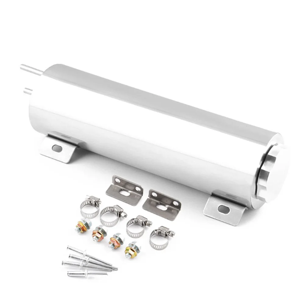 32 Oz L-Bracket Repair Replacement Universal With Bolts Modified Part Silver Radiator Overflow Tank Stainless Steel Coolant Car |