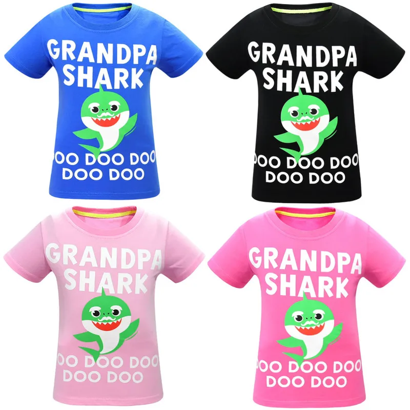 

Grandpa shark Doo Doo Doo Print funny t-shirt for boys & girls kids family matching tshirt Baby girl boy Christmas tops Clothes