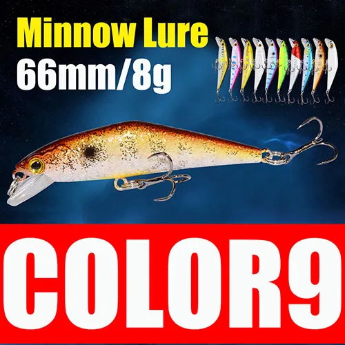 Afishlure 66 мм/8 г Гольян приманки тонущие жесткие приманки Iscas искусственные Pesca Leurre Dur Peche приманка для рыбалки ABS жесткая приманка D-Minnow - Цвет: Color9