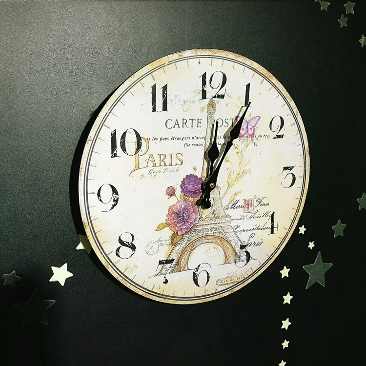 Vintage Clock Wall Shabby Chic Designer Wall Clocks Home Decor Wooden Wall Clock