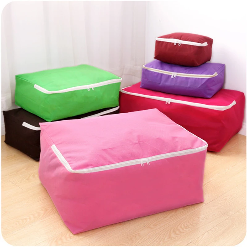 

1PC/lot High Quality Non-woven Fabric Storage Bags Large Capacity Clothes Storage Organizer XS-XXL Pure Color Quilts Storage Box
