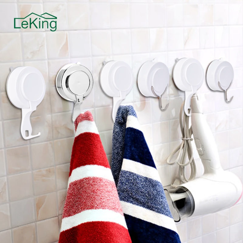 

LeKing 1pc Removable Vacuum Suction Cup Sucker Shower Towel Bathroom Kitchen Wall Door Hook Hanger