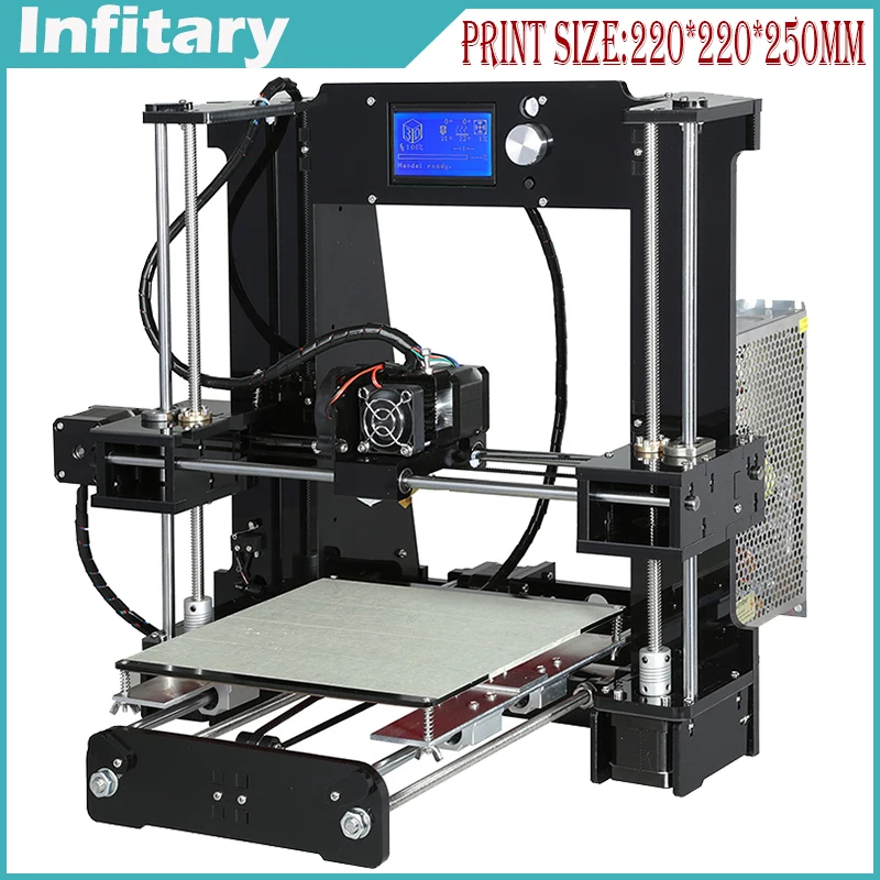 Big size 220*220*240mm High Quality Precision Reprap Prusa i3 3d Printer DIY kit with 1 roll Filament 8GB SD card and LCD& A6