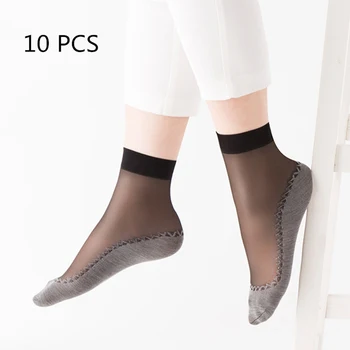 

10 Pairs/ Lot New Velvet Silk Womens Socks Cotton Bottom Soft Non Slip Sole Massage Wicking Slip-resistant Autumn Art Sock Women