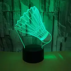 Бадминтон творческий 3d лампа украшение дома подарок 3d Ночник Прекрасный Рождественский подарок для ребенка комнате свет