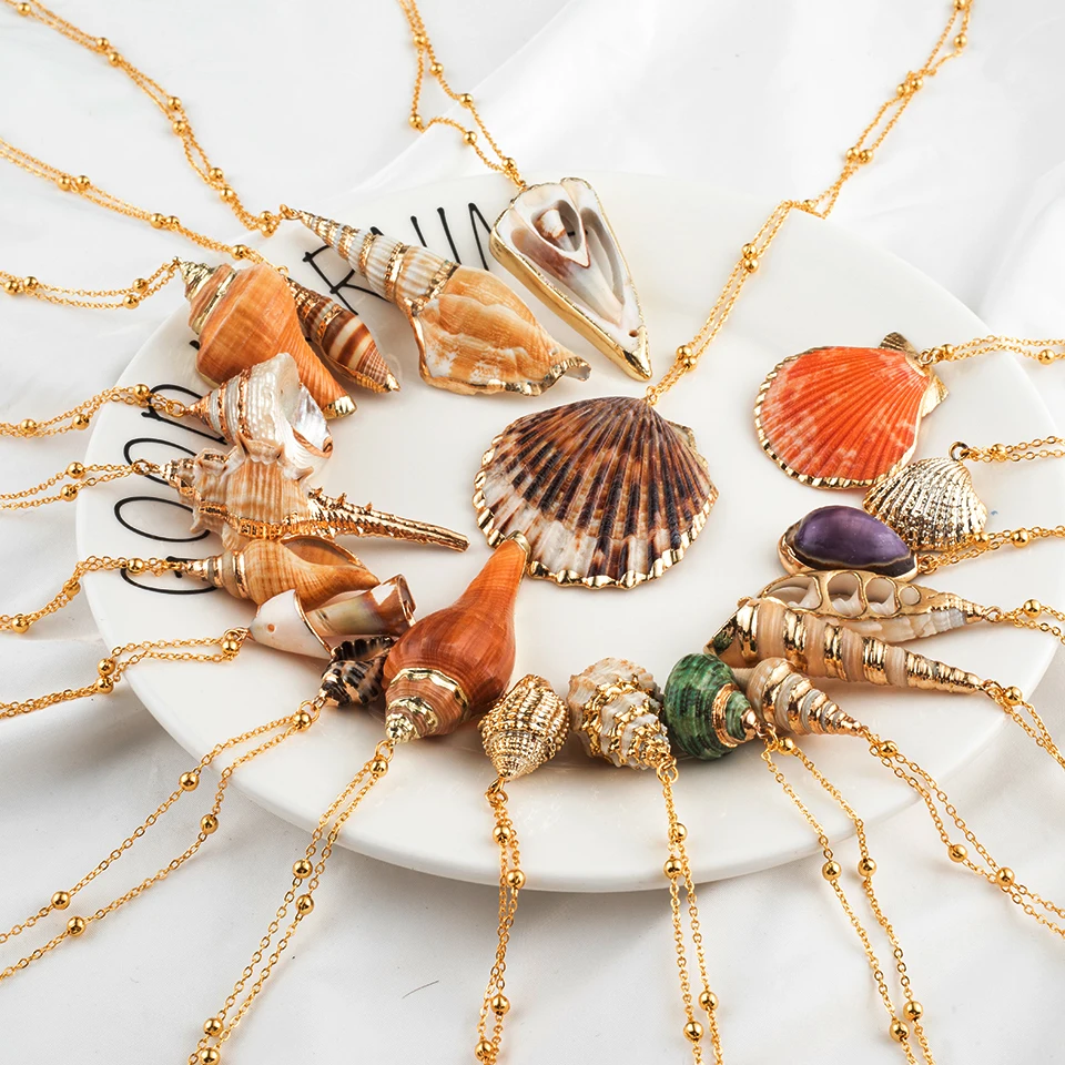 Bohemian Natural Conch Cowrie Seashell Sea Shell Pendant Necklaces For Women Fashion 2019 Summer Beach Jewelry Accessories