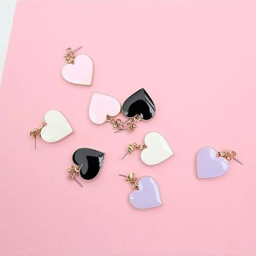 

free shipping 12 pair /lot fashion jewelry metal enamel heart earring for women